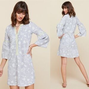 SPARTINA 449 Wren Tunic Dress beach Oyster Alley blue white stripe Floral L